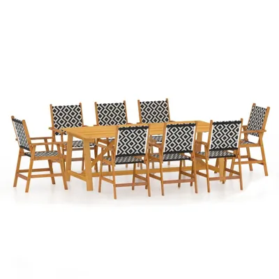 Image de vidaXL Ensemble de jardin 9 pièces en bois massif d'acacia