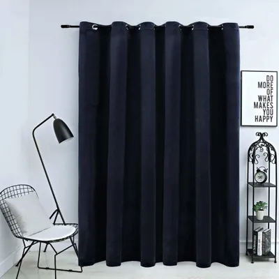 Zdjęcie produktu dla The Living Store zasłona zaciemniająca z metalowymi oczkami aksamitna czarna 290 x 245 cm