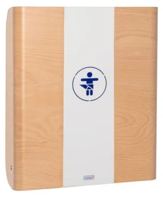 Produktbild von Formschöner und eleganter klappbarer Wandwickeltisch für den öffentlichen Raum, Ausführung:Buche/Weiß