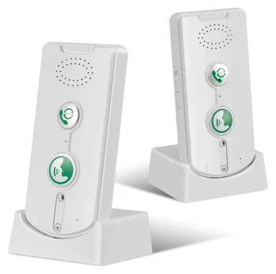 Produktbild von Funk Intercom Set 2 Stück - Sprach-Gegensprechanlage für Zuhause - 500 m Reichweite - Zwei-Wege-Kommunikation - Tragbar - Für Senioren - Weiß