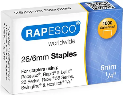 Obrázek produktu pro RAPESCO  S11661Z3 RAPESCO Heftklammern 26/6, verzinkt, 1.000 Stück