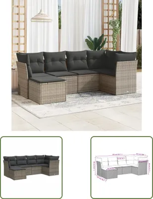 Produktbild von The Living Store 6-tlg. Garten-Sofagarnitur mit Kissen Grau Poly Rattan