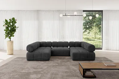 Produktbild von ALTDECOR Modulares Sofa Ecksofa in U-Form - Garvo-U1 - 285x190x70 cm Schwarz Corner modular Sofa Eckcouch Couch Wohnlandschaft Cauchsofa Polstersofa