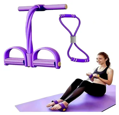 Produktbild von Widerstandsband für Yoga mit Pedal, Multifunktions-Spannseil mit 6 Röhren, elastisches Fitnessband mit Griffen für das Training zu Hause und Yoga