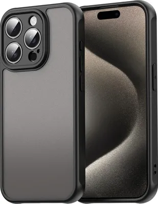 Immagine prodotto di Custodia per iPhone 15 Pro, retro traslucido opaco con protezione della fotocamera, custodia protettiva antiurto Nero