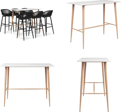 Imagen del producto de vidaXL, juego de 7 piezas en blanco y : juego de bar, juegos de bar, mesa de bar con taburetes, mesas de bar con taburetes