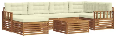 Produktbild von vidaXL Outdoor-Sofagarnitur mit Kissen 7 pcs Natur und Creme