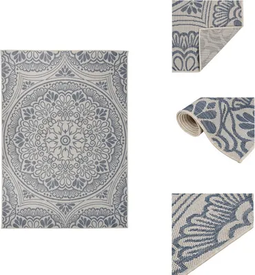 Produktbild von vidaXL Outdoor-Teppich Flachgewebe 120x170 cm Blaues Muster -  Teppiche