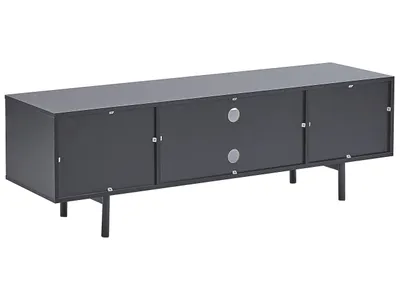 Obrázek produktu pro BELIANI TV stolek černá se světlým dřevem 140 cm 2 skříňky 2 police industriální design