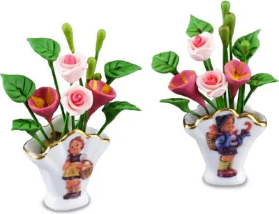 Produktbild von Fächervasen mit Hummeldekor als Miniatur Sammlervase Porzellan