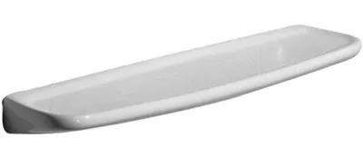 A white ceramic shelf against a white background.