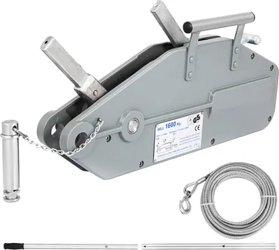 Produktbild von VEVOR Seilzug bis 1600 kg Kapazität mit Länge 25 m Drahtseil Edelstahl,12 kg Seilwinde Forstseilwinde Bremse Ziehen Spannen und Heben Handseilwinde Seildurchmesser 11 mm maximale Reiselast 2400 kg
