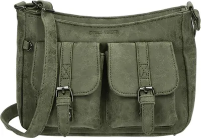Produktbild von kleine Damentasche mit 2 Vortaschen und langem Gurt