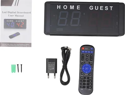 Image de Tableau d'affichage électronique à LED - Compteur de points à 4 chiffres - Avec télécommande - Pour le badminton, le volley-ball, le baseball et le tennis de table - Noir