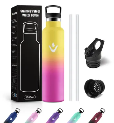Productafbeelding van JAPORIA thermosfles 1 liter, lekvrij, BPA-vrij, drinkfles met rietje