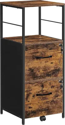 Immagine prodotto di VASAGLE Cassettiera mobile, schedario, mobile da ufficio con 2 cassetti, per documenti DIN A4, formato lettera, vano aperto, supporto per stampante