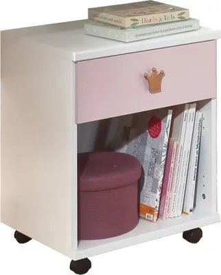 Obrázek produktu pro Bürowagen >CINDY2< (BxHxT: 46x58x40 cm) in WEISS + ABSETZUNGEN ROSE