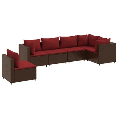 Produktbild von vidaXL 6-tlg. Garten-Lounge-Set mit Kissen Braun Poly Rattan