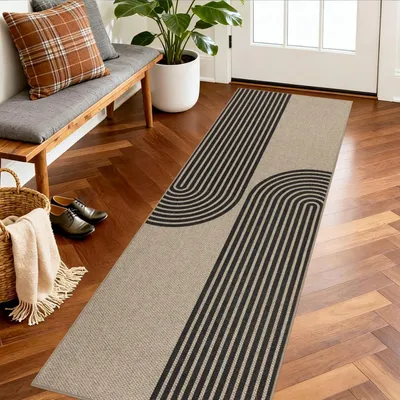 Obrázek produktu pro Koberec, běhoun, vhodný do chodby, protiskluzový, omyvatelný, rozměry 60x180 cm, barva: hnědá