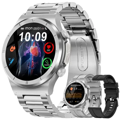 Produktbild von Smartwatch Herren mit Telefonfunktion, Blutzucker/Herzfrequenz/SpO2/Blutdruck/Schlafüber, 120+ Sportmodi, IP68 Wasserdicht Aktivitätstracker