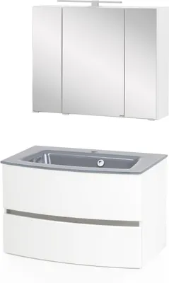 Zdjęcie produktu dla Waschtisch-Set Bad-Set Badezimmer "Kopenhagen II" Weiß, Matt Weiß