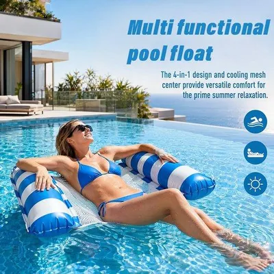 Produktbild von 2 Stück Pool schwebt Wasserhängematte, 4-in-1 aufblasbares Pool flattern Handtuch, Wasserhängematten Lounges, aufblasbare Pool-Treiber für Partystrand