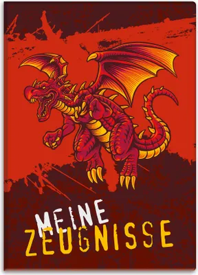 Produktbild von itenga Zeugnismappe Motiv DRACHE  - DIN A4 wattierter Einband