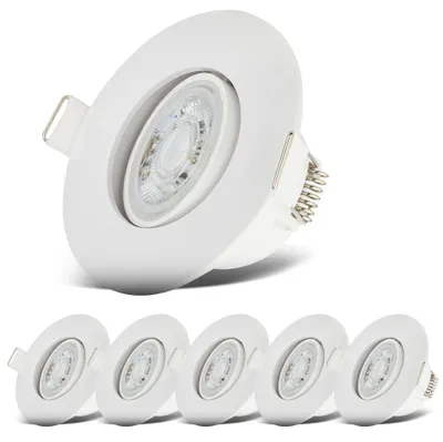 Image de Lot de 6 spots LED encastrables orientables IP65 – Salle de bain – Blanc chaud 3000K – 4,9W / 480lm chacun – 230V – Ø68mm