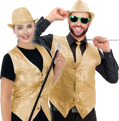Produktbild von Pailletten Weste uni - Gold 3XL
