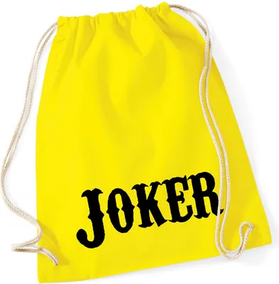 Produktbild von Huuraa Turnbeutel Joker Schriftzug 12 Liter Yellow Baumwolle Rucksack Geschenkidee