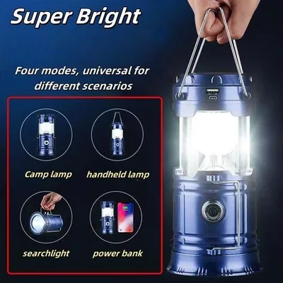 Produktbild von Solar-gepulste campinglamp, tragbare teleskopische USB-ladbare Taschenlampe, Notfallleuchte, wasserdichter Außenleuchte für Notfallkoffer