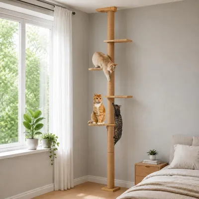 Image de Arbre à chat réglable avec 5 niveaux pour grimper et faire ses griffes