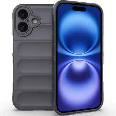 Immagine prodotto di Custodia per iPhone 16 Custodia protettiva in silicone TPU morbido antiurto Grigio scuro
