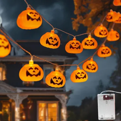 Halloween-Pompoenlampe, 3 m, 20 LEDs, batteriebetrieben