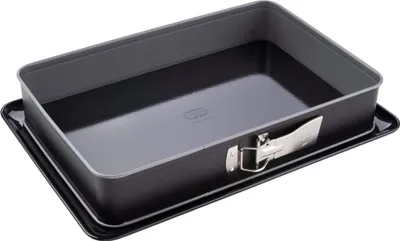 Produktbild von Dr. Oetker Rechteck-Springform mit Emaille-Boden 38 x 25 cm mit Servierboden, eckiges Kuchenblech, für große Blechkuchen, Serie Back-Idee Kreativ