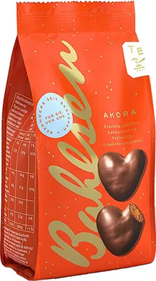 Produktbild von Bahlsen Akora plnotučná mléčná perníková srdce s ovocnou náplní 150g