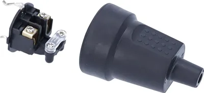 Imagen del producto de Conector de protección para cable PVC, color negro, tipo Schuko, máximo 1,5 mm², 230 V, 16 A, grado de protección IP20