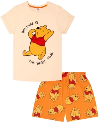 Imagen del producto de Pijama de verano de Disney Winnie the Pooh para mujer, de manga corta y con pantalones cortos, confeccionado en 100% algodón