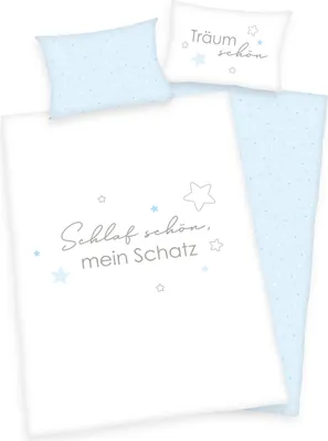 Produktbild von "Kleiner Schatz" ( babybest® )  Bio-Bettwäsche /  Babybettwäsche / Kleinkinderbettwäsche, 100% Baumwolle ( Renforcé, GOTs  ), 40x60 cm + 100x135 cm