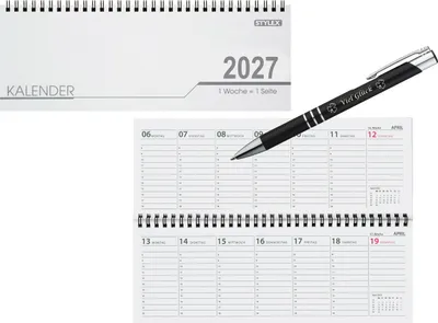 Produktbild von Schreibtisch Kalender / 32 Blatt / Schreibtischquerkalender 2027 + Glückskuli