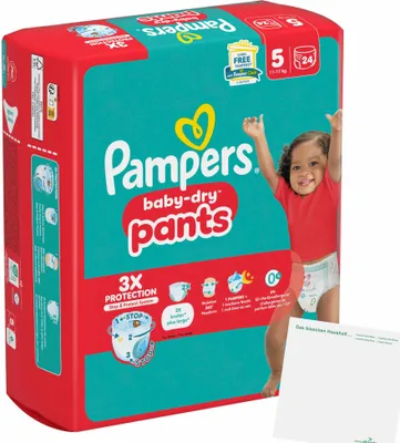 Produktbild von Pampers Baby Dry Pants Gr.5 12-17kg Junior (24St Packung) + usy Block