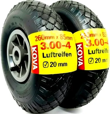 Image de Roues pour chariot de manutention, 260 x 85 mm, 3.00-4, lot de 2, avec chambre à air