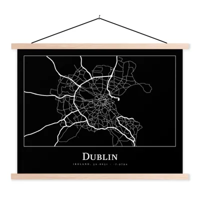Produktbild von MuchoWow® Textilposter Stadtplan - Dublin - Karte 40x30 cm mit holzfarbenen Rahmen - Bilder