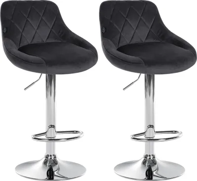 Productafbeelding van Set van 2 barstoelen Lazio, bekleding: fluweel, kleur: donkergrijs, frame: chroom