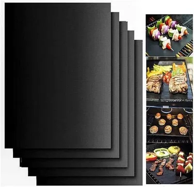 Produktbild von Bodenbeschermungen für Außen- und Innen-Grill- und Backöfen - Herstellbare Grillmatte - für den Boden der Grill- und Backofen - Schwarz - 40x33cm - 10 Stück