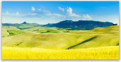 Produktbild von Tulup Leinwand-Bilder 120x60 Wandbild Canvas Kunstdruck Äcker Gebirge Landschaft