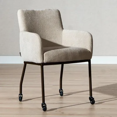 Produktbild von Bronx71 Esszimmerstuhl mit Rollen Finn Chenille beige