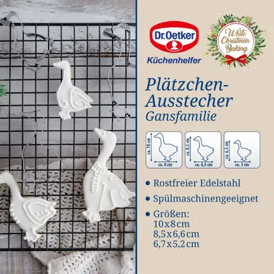Image de Oetker, emporte-pièce pour biscuits et fondant, moule à biscuits pour Noël, emporte-pièce à biscuits en acier inoxydable (couleur : argent), quantité : 1 x set de 3 pièces