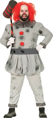 Produktbild von Clown Halloween Gruseliger Jux Spaßschreck Gruselparty Karneval, Größe: 54 - 56 (XL) Farbe: Grau