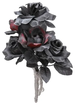 Produktbild von Halloween Brautstrauß mit schwarzen und roten Rosen